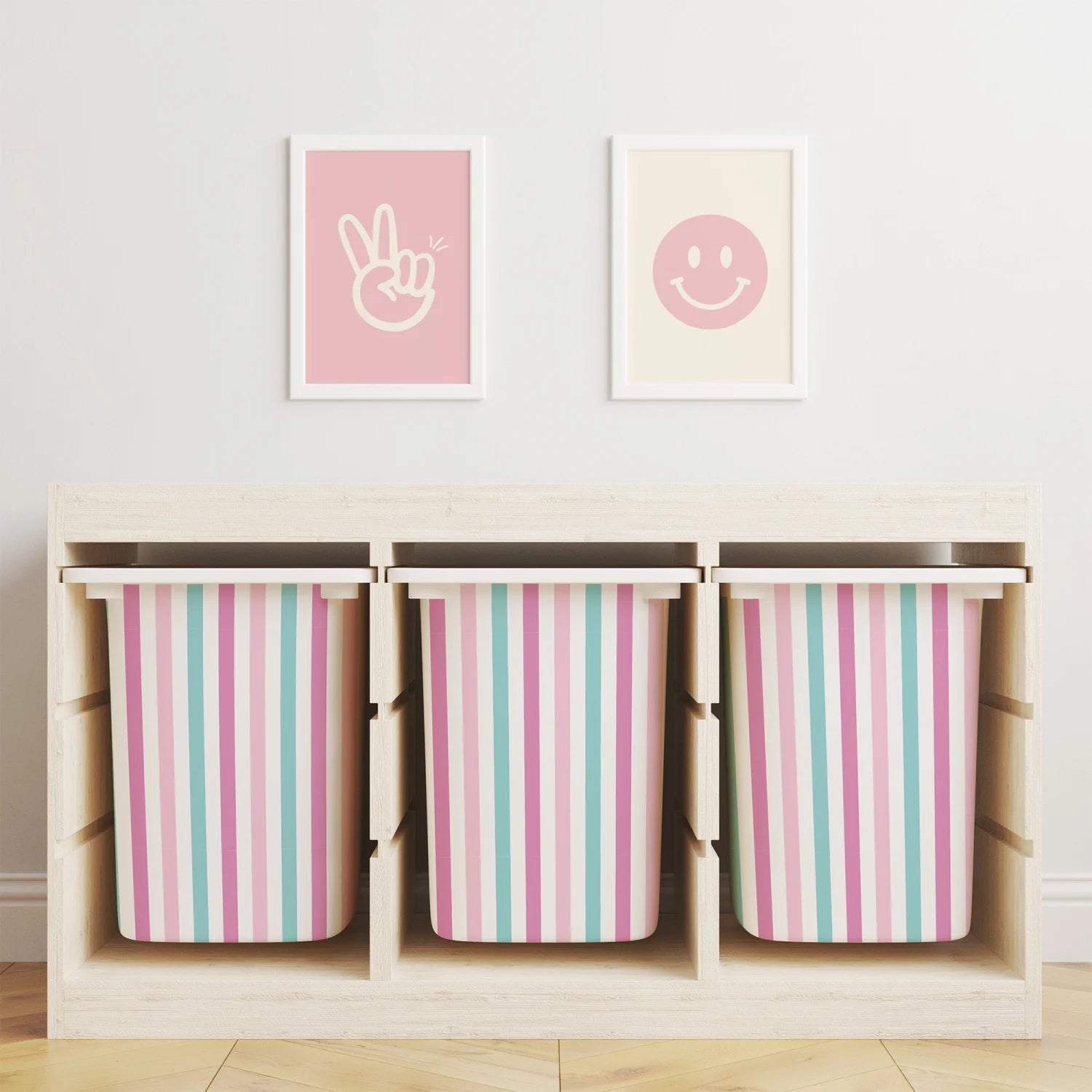 Trofast Tub Stripes Pink Decals - Furniture Decals