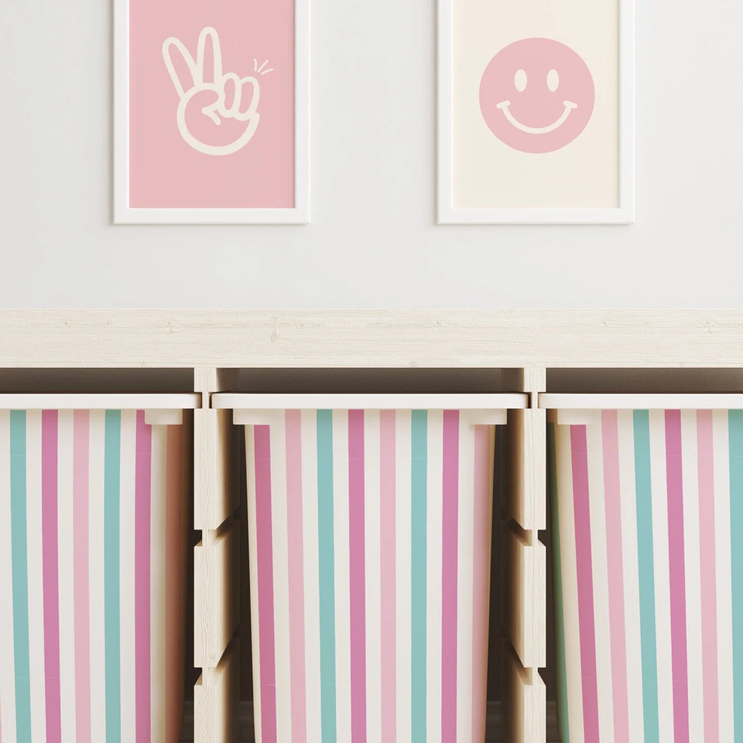 Trofast Tub Stripes Pink Decals - Furniture Decals