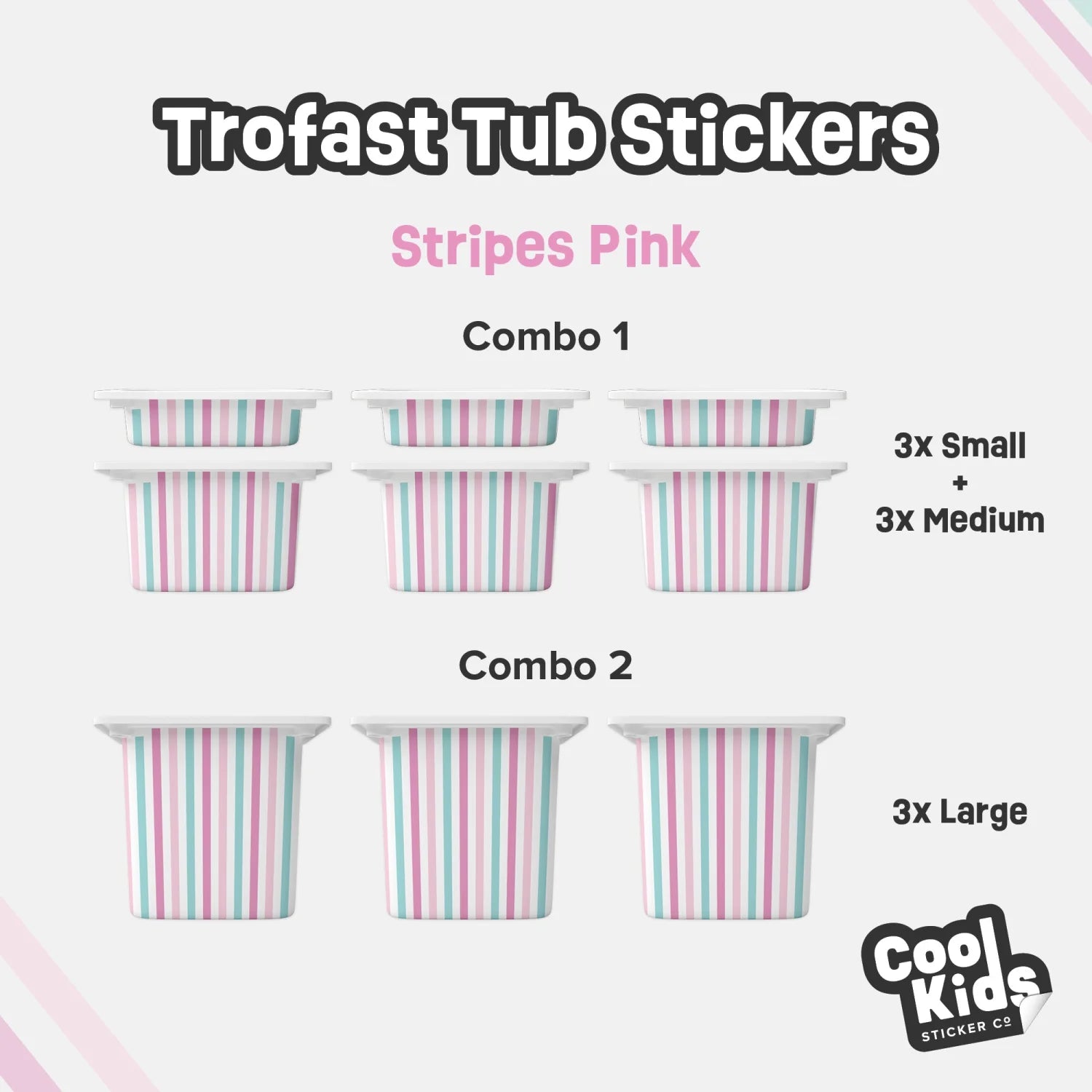 Trofast Tub Stripes Pink Decals - Furniture Decals