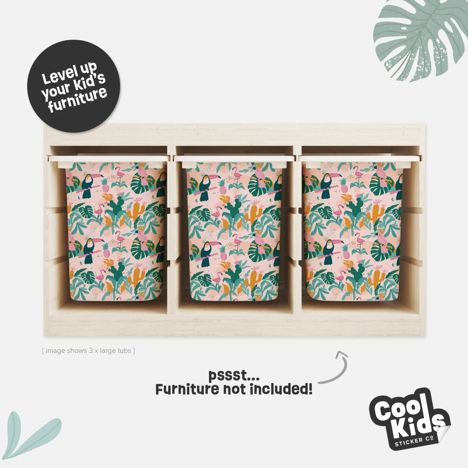 Trofast Tub Tropical Paradise Decals - Furniture Decals