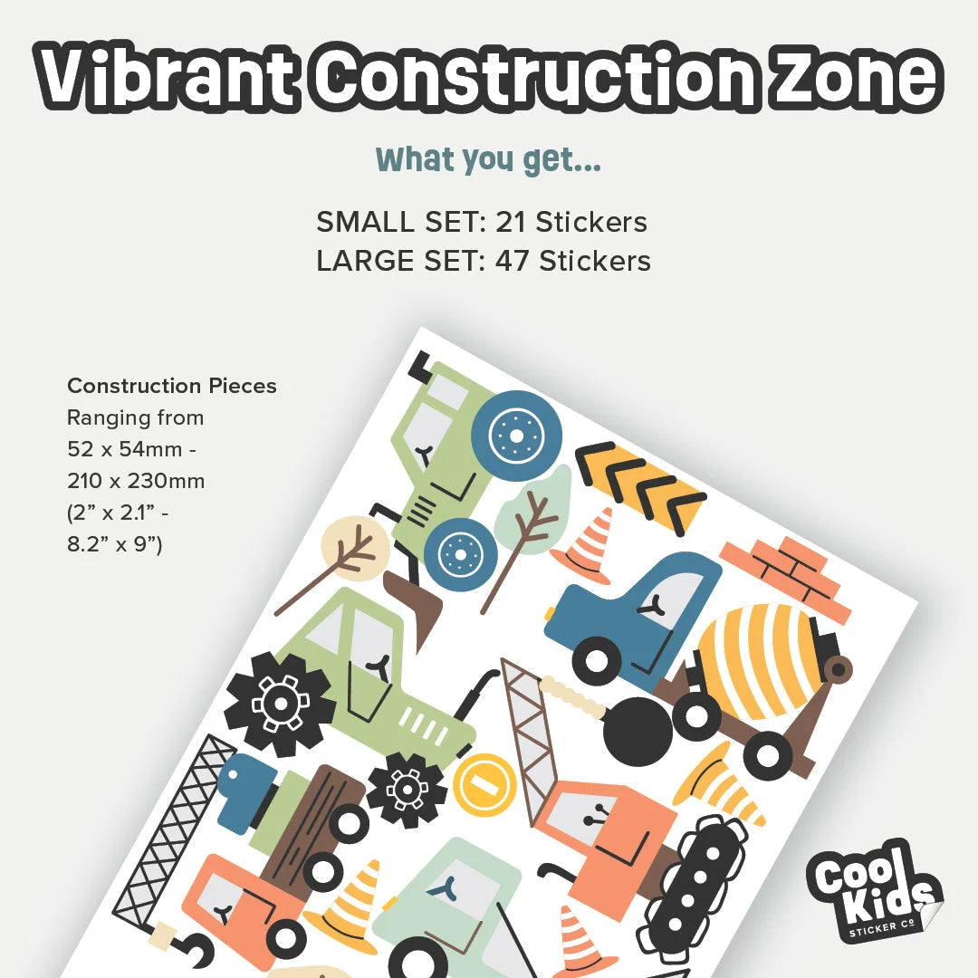 Vibrant Construction Zone Wall Decals - Decals - Transport