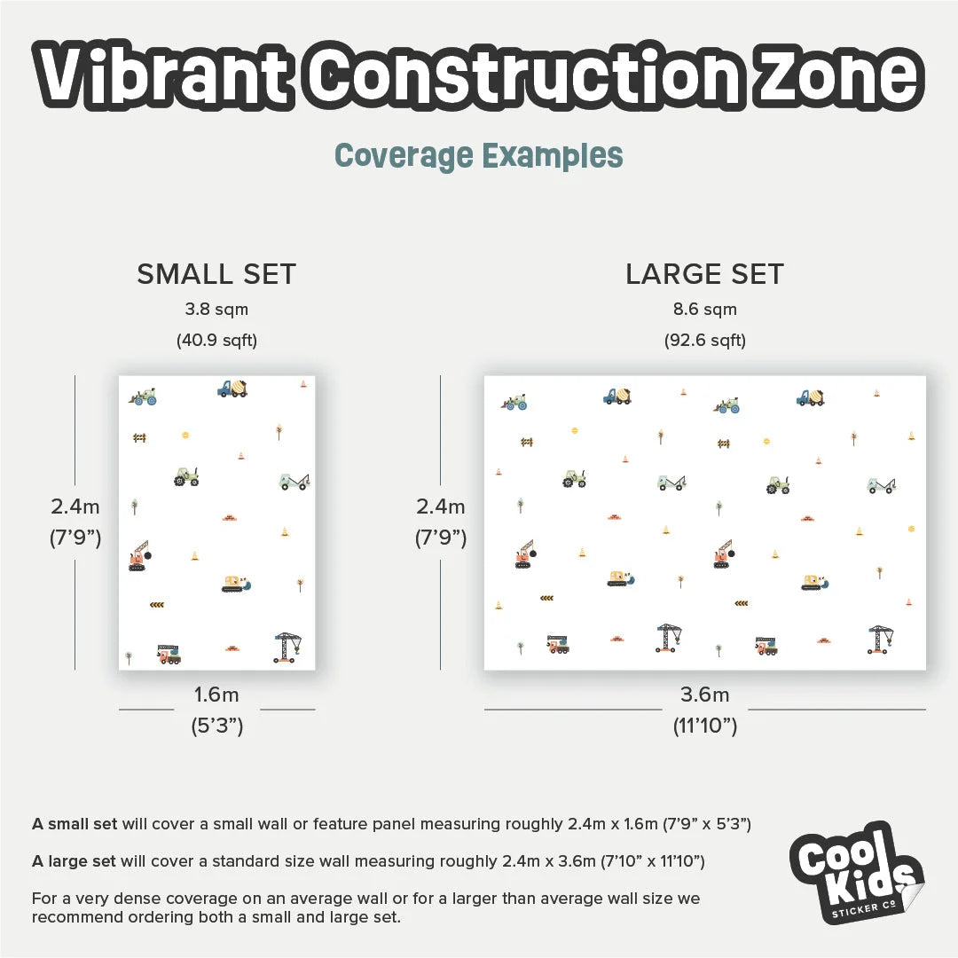 Vibrant Construction Zone Wall Decals - Decals - Transport