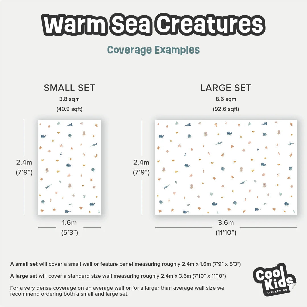 Warm Sea Creatures Small Wall Decal - DW8. Surf &amp; Sea Decals