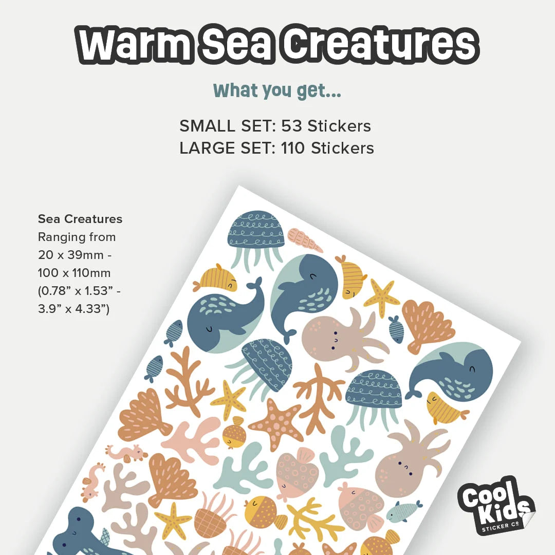 Warm Sea Creatures Small Wall Decal - DW8. Surf & Sea Decals