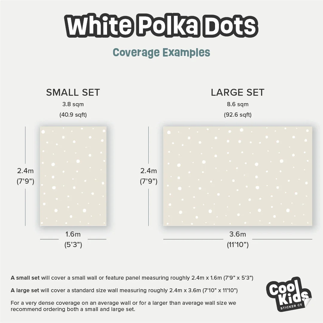 White Polka Dot Wall Decal - DW0. Polka Dot Decals